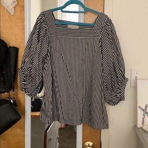 LOFT Striped Square Neck Blouse